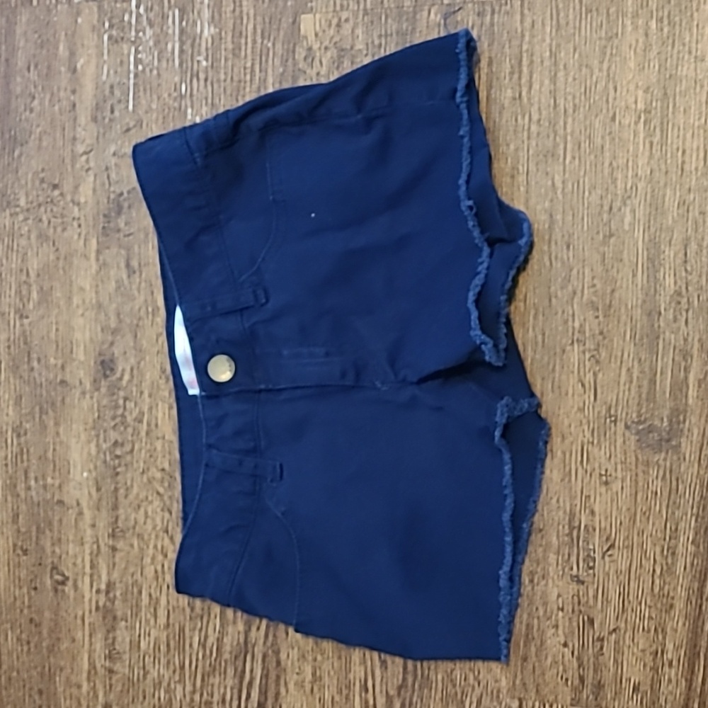 No Boundaries Ladies Shorts Size 3 Navy‎ Blue Fringe Pocket Pre-Owned Casual